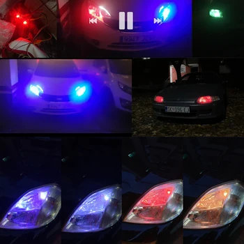 2vnt T10 w5w RGB LED Lemputė 12SMD COB canbus 194 168 Automobilis Su Nuotolinio valdymo pultelį 