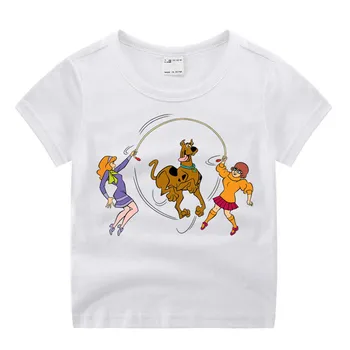 Berniuko Drabužių Filmą Scooby Doo Juokingas Animacinių filmų Print T-shirt Vaikų Vasaros O-Kaklo Viršūnes Boys & Girls Marškinėlius vaikiški Drabužiai
