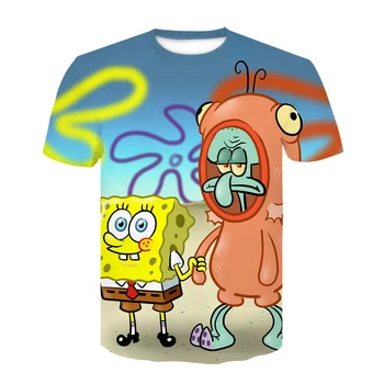 Naujas Įdomus Geltona Bob T-shirt Berniukas Mergaitė Vaikas Sponge 3D Atspausdintas Vaikiški marškinėliai Sporto Trumpas Rankovės Anime ir Animacinių filmų Unisex Trumpas Rankovės Viršų