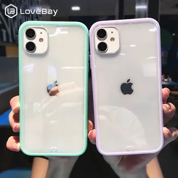 Lovebay Naujas atsparus smūgiams vientisos Spalvos Telefono dėklas Skirtas iPhone 11 Pro X XR XS Max SE 2020 m. 8 7 Plius Skaidrus Aikštėje Minkštos TPU Dangtis