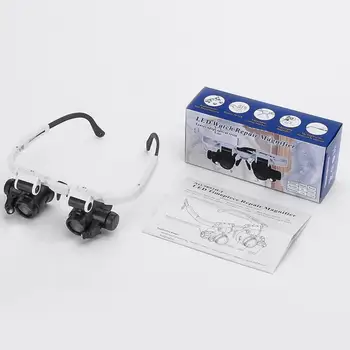 Naujas 8X 15X 23X LED Galvos montuojamas Žiūrėti Išlaikymo Padidinimo Stiklai Dvigubi Akių Didinamąjį Akiniai Su LED Šviesa