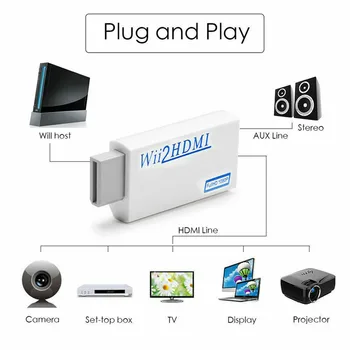 Full HD 1080P WiiHDMI 3.5 mm Audio Converter Wii2HDMI Adapterio Kabelis, HDTV