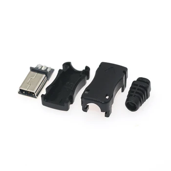 10 vnt./daug Micro USB 5P 30 V 1,5 A Micro/MINI USB Jungtys, Plastiko Lukštais Jack Uodega Male Plug Elektros Gnybtai