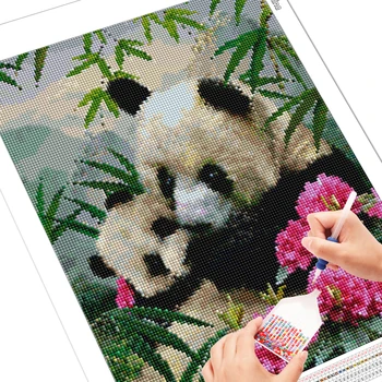 EverShine 5D kvadratiniu Diamond Tapybos Panda kryželiu Siuvinėjimo Mozaikos gyvūnų Deimantų meno Gyvūnų rankų darbas Namų dekoro