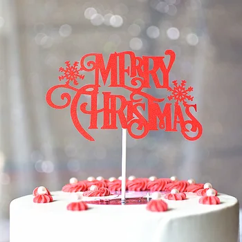 10vnt Kalėdinis Pyragas Apdaila Linksmų Kalėdų Tortas Toppers Aukso Raudona Snaigės Cupcake Topper Kalėdų Šalis Apdaila