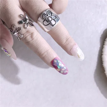 2021 Naujų korėjos Stiliaus Gėlių Žiedus Moterims Punk Madinga Vintage Slyvų Žiedų Žiedas Mažas Daisy Gėlių Žiedai Šalies Pora Žiedų