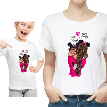 Juokingas Vasaros Šeimai derinti Drabužius Kawaii Baltos spalvos Marškinėlius Atitikimo Motinos Dukra Drabužiai Šeimai Atrodo T-shirt