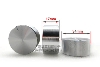 2vnt Aliuminio lydinio, sidabro tangentinis sklandžiai 34MM * 17MM potenciometras rankenėlę bžūp juostos jungiklis bžūp Vidinė skylė 6MM