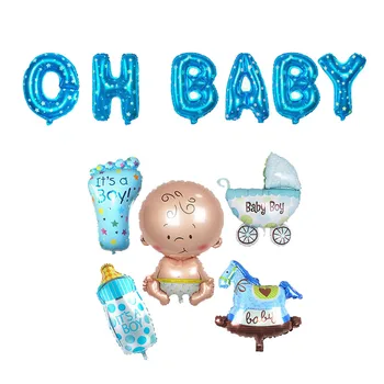 Lyčių Atskleisti Baby Shower Papuošalai Balionas Nustatyti Jo Mergina, Jos Berniukas Apdailos Vaikai Šalis Oh Baby, Baby Shower Balionai