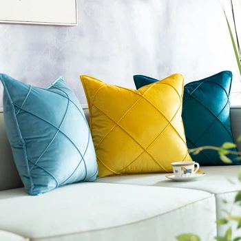 Šiuolaikinės sofos modelis kambarys minkštas supakuoti didelis grotelių užvalkalas vientisos spalvos deimantų aksomo aikštėje dekoratyvinis pagalvės užvalkalas