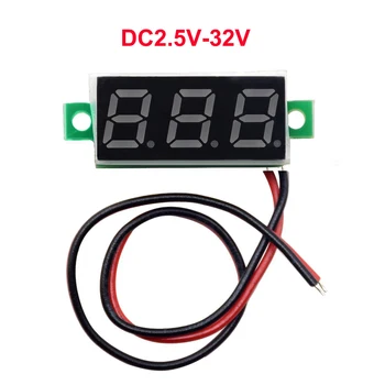 1PC 0.28 Colių Dvi Eilutės Mini Voltmeter DC2.5V-30 V LED Ekranas, voltmetras Skaitmeninis Ekranas Voltmeter,KETURIŲ SPALVŲ PASIRINKTINAI