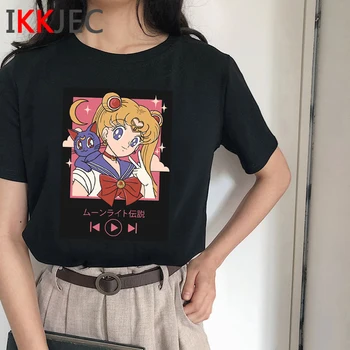 Sailor Moon Kawaii Harajuku Marškinėliai Moterims Ullzang Juokingas Animacinių filmų T-shirt Mielas Japonų Anime Marškinėlius 90s Grafinis Viršuje Tees Moteris