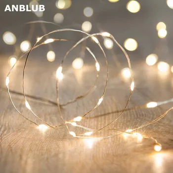 ANBLUB 1M 2M 5M 10M, 20M Silver LED String žibintai Naujųjų Metų Pasakų Žibintai Girliandą Kalėdų Vestuves Atostogų Apdaila