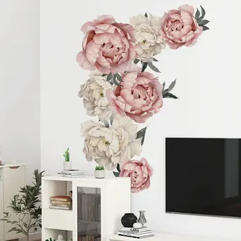 Pink Peony Gėlių Lipdukas Gyvenimo Kambario, Miegamasis Romantiškas Gėlių Namų Puošybai 