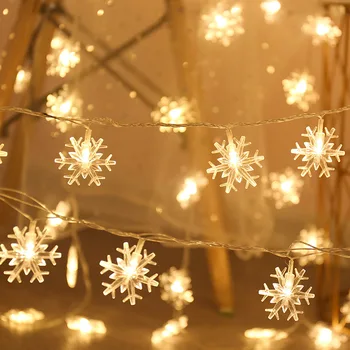 Pasakų Žibintai Snaigės Star LED String Žibintai Kalėdinė Girlianda, Patalpų Miegamųjų Namo Vestuvių Naujųjų Metų Dekoracija Baterija