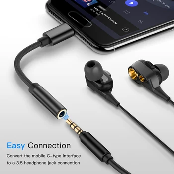AUX Audio Kabelis USB Tipo C iki 3,5 Ausinių Adapteris Tipas-C 3.5 mm Ausinių Konverteris, Skirtas Samsung S8 S9 Huawei P20 USBC Adapteris