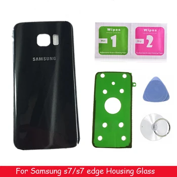 Originalus SAMSUNG Galaxy S7 G930 SM-G930F S7 Krašto G935 G935F Galinio Stiklo Baterijos Dangtelis Galinių Durų Būsto Bylą grąžinti iš Stiklo danga