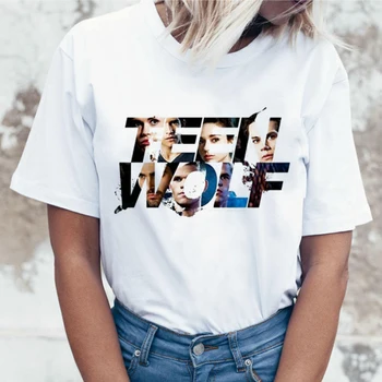 Teen Wolf Harajuku Marškinėliai Moterims Ullzang Estetinės 90s T-shirt, Derliaus Grafinis Juokingas Animacinių filmų Spausdinti Marškinėlius Mados Viršų Tee Moteris