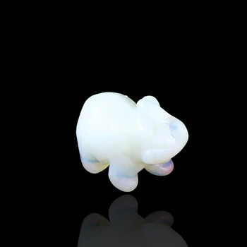 Baltos Spalvos Dirbtiniai Mėnulio Akmuo Ranka Raižyti Mini Dramblys Figūrėlės Ornamentu Namų Biuro Stalas Dekoro Dovana