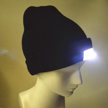 5-LED Apšviesta Bžūp Žiemą Šilta Kepuraitė, Žūklės, Medžioklės Kempingas Skrybėlę 5Color