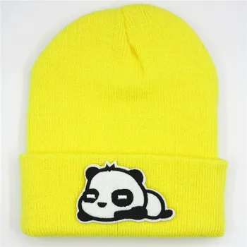 LDSLYJR Medvilnės panda gyvūnų siuvinėjimo Tirštėti megzti skrybėlę žiemą šiltą kepurę Skullies bžūp beanie skrybėlių vyrų ir moterų 385