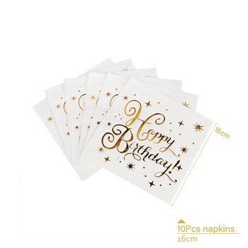 Aukso gimtadieniu Suaugusiųjų & vaikai gimimo dieną apdailos Vakarienę Popieriaus plokštė taurės staltiesė, vienkartiniai indai, Banner set
