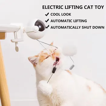 Elektros Katė Žaislas Automatinė Kėlimo Katė Ball Žaislas Interaktyvi Dėlionė Smart Naminių Kačių Kamuolys Plunksnų Žaislai Kėlimo Kamuolius Katė Pet Tiekimo