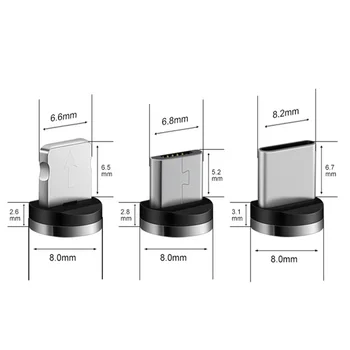 1M Magnetinio Krūvio Kabelis, Mikro USB Kabelis iPhone, 11 Pro Max XR Magnetas Įkroviklis USB C Tipo Kabelis LED Įkrovimo Laidas