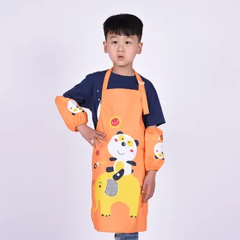 Neperšlampama prijuostė Vaikų piešinių drabužius Mokinių Anti-dėvėti smock Rankovių Tapybos drabužius prijuostės juokinga vaikams mielas prijuostės