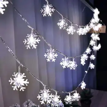 LED Girliandą Atostogų Snaigės String Pasakų Žibintai Baterija Papuošalai Naujųjų Metų Kalėdų Eglutės papuošalus Namų Dekoro
