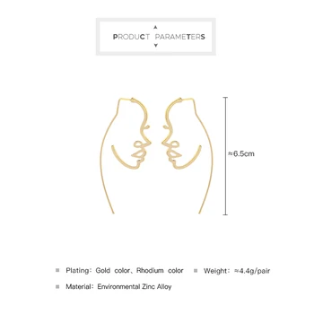 JShine Abstraktaus Meno Veido Auskarai Minimalistinio Korėjos Stiliaus Aukso Sidabro Spalvos, Tuščiavidurė Tabaluoti Auskarai Mada Moterims Priedai