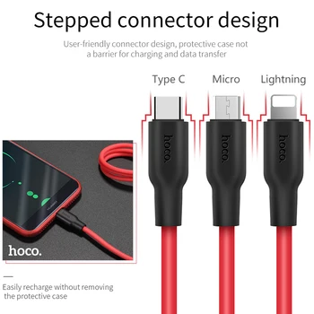 HOCO 1m 2m Minkšta Silikoninė USB Kabelis iPhone, 11 pro Max C Tipo Kabelio 