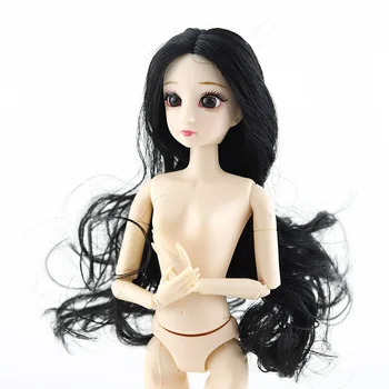 Naujas 1/6 Lėlės Priedai Galvos 3D Akis, Galva 30cm Lėlės Ilgų Plaukų Perukas Moterų Naked Nude Galva be Kūno Lėlės Žaislų Mergaitėms