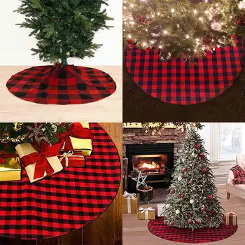 Kalėdų Eglutė Sijonas Kalėdų Medis Padengti 90cm Raudona ir Juoda Buffalo Pledas Kalėdų Medžio Mat Kalėdų Dekoracijas 2020 m.