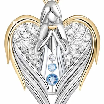 Išskirtinį Krištolas kalnų krištolas Širdies formos Dizainas Angelas Sparnų Megztinis Grandinės Pakabučiai, Karoliai Moterų Valentino Dienos Dovanų