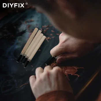 DIYFIX 12Pcs Medžio Drožyba Vertus, Kaltai Peilis Įrankių Rinkinys Woodcut Darbo Molio, Vaško Menų Amatų Pjovimo Medienos apdirbimo Rankiniai Įrankiai Rinkinys