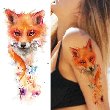 Spalvinga Fox Hummingbird Laikinos Tatuiruotės Lipdukas Realus Padirbtų Juvelyrikos Levandų Planetų Tatuiruotė Moterų Sexy Body Art Tatoos