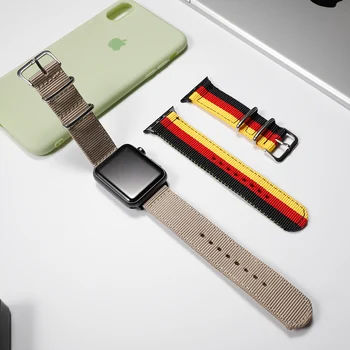 Nailono diržas apple watch band 44mm 40mm iwatch juosta 38mm 42mm vaivorykštė Sporto apyrankę smartwatch 