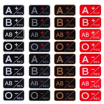 NEIG A+ B+ AB+ O+ Teigiamas Kraujo Tipo Grupė Patch Pleistrai Karinės PVC Gumos Emblemos 1PC 3D Neigiamų A - B - AB - O - Taktiniai