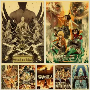Janpnese Anime Ataka Titan retro plakatai kraft sienos popieriaus Aukštos Kokybės Dažymo, Namų Dekoro, sienų lipdukai