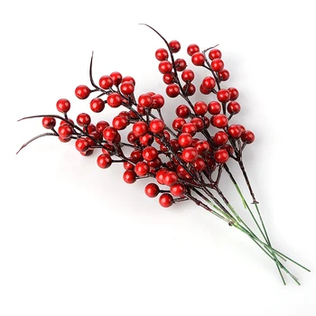 10vnt Dirbtinės Buveinės Pušies Kankorėžis Raudonųjų Uogų Puokštė Gėlių Filialas Kalėdinė Dekoracija Vestuves Puošimas Švenčių Prekių 26cm