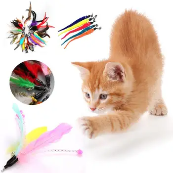 12 Stilius Žaislai Katėms Interaktyvi Katė Stick Žaislai Pakeitimo Galvos Kačiukus Kelis Plunksnų Kapstytis Po Pet Žaislai