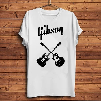 Kietas Gibson Gitara Grafinis Tee Mens Gibson T-shirt Rock, Grunge Muzikos Mylėtojas Tees Hipster Viršūnes Hip-Hop Atsitiktinis Marškinėliai Topai