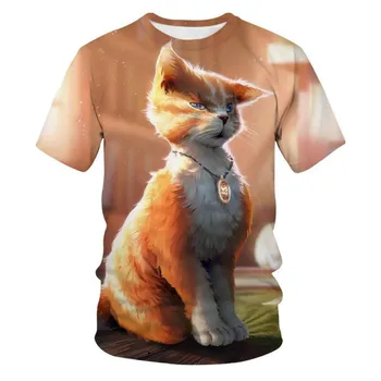 Vasaros 2020! Vaikai Animaciją Kačių T-shirt 3D Mergina Spausdinti Vaikai Streetwear Vaikams Drabužių Įdomus Kūdikių T-shirt O Kaklo T-shirt