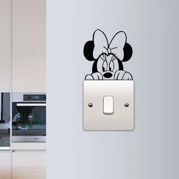 Disney Mickey Minnie Mouse Vinilo Sienos Lipdukas Mielas Šviesos Jungiklis Lipdukas Namų Dekoro Priedai Gyvenimo Kambario, Miegamasis
