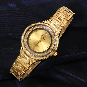 SOXY Prabangos Žiūrėti Moterų kalnų krištolas Laikrodžių Mados Aukso Apyrankės, Laikrodžiai Ponios Žiūrėti Laikrodis Reloj Mujer Relogio Feminino