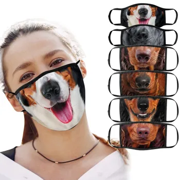 1pc Juokinga Happy Dog Face Spausdinti Daugkartinio naudojimo Veido, Burnos Padengti Kaukės Vėjo Nagų mufelinė Maschere Bžūp 207