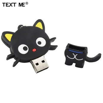 TEKSTAS MAN mielas animacinių filmų juoda katė, usb2.0 64GB usb flash drive usb 2.0 4GB 8GB 16GB 32GB pen ratai