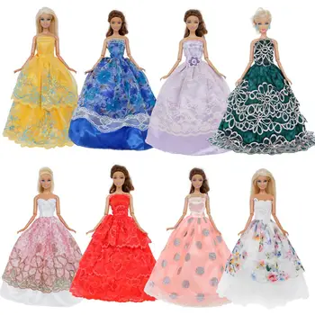 1 x Atsitiktiniai Rankų darbo Nėriniai Vestuvių Suknelė Vakare Šalies Kamuolys Suknelė Lėlių Priedai Princesė Drabužius Barbie Lėlės Daug Stilių
