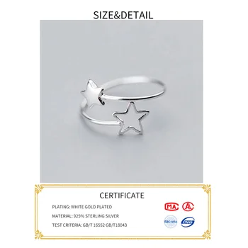 INZATT Nekilnojamojo 925 Sterlingas Sidabro Žvaigždės Reguliuojamas Žiedo Mados Moterys Šalis Minimalistinio Fine Jewelry 2020 Mielas Aksesuarai Dovanos